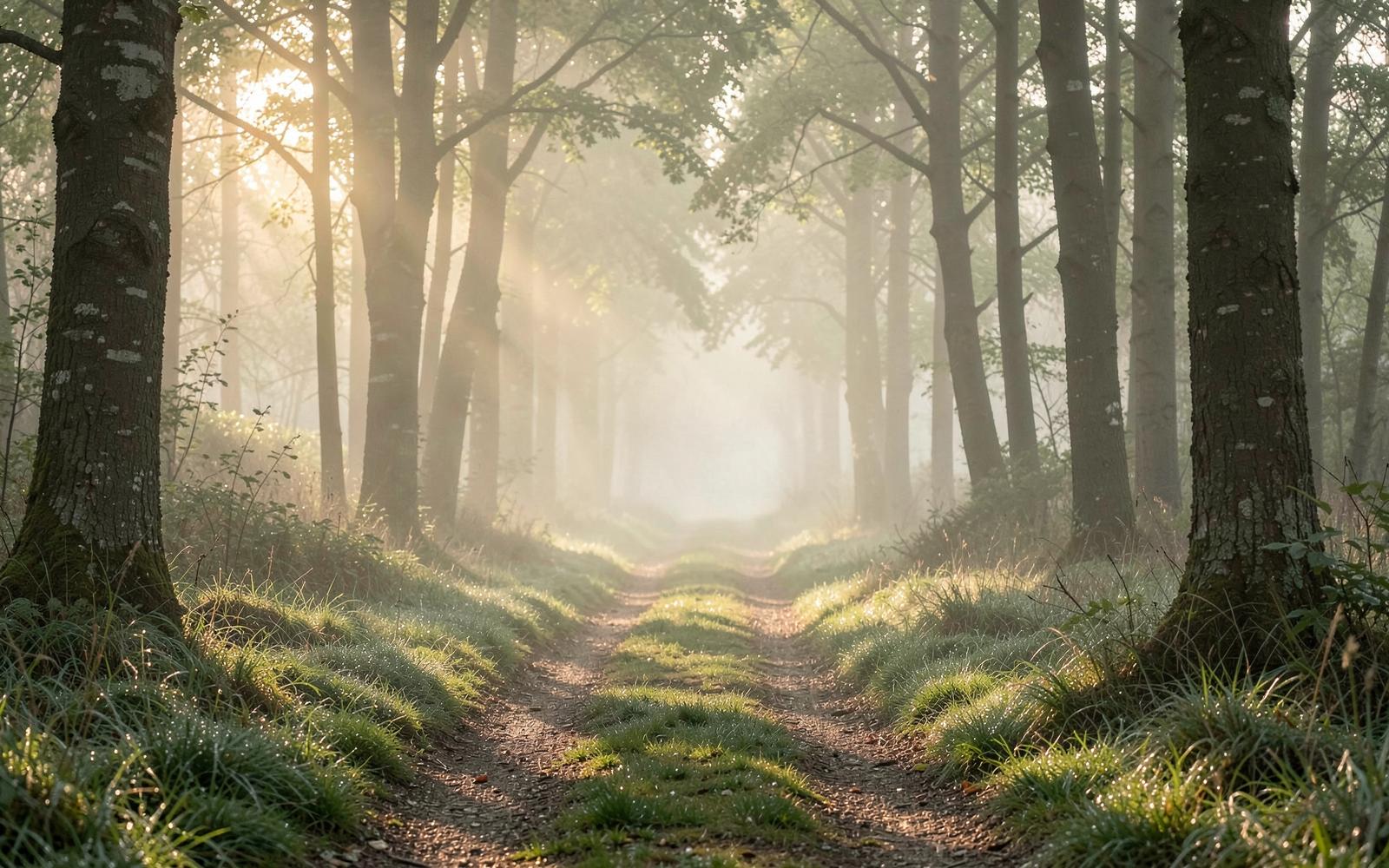 Stille skovsti en tidlig morgen